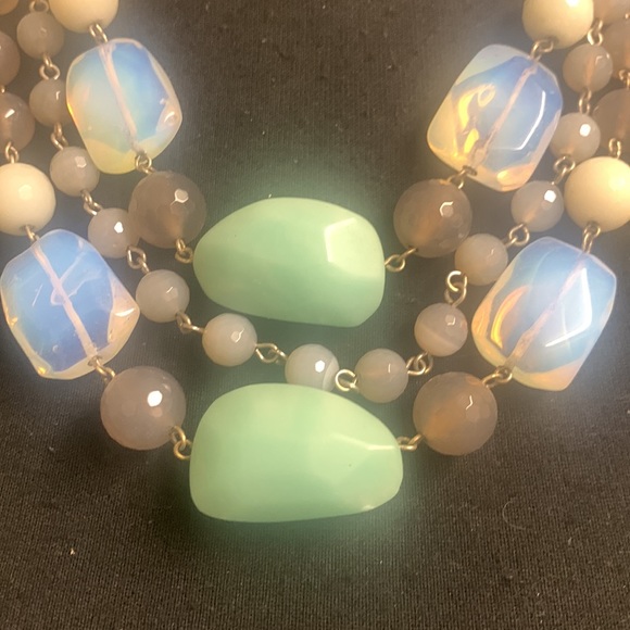 Lia Sophia 3 Strand Stone Necklace with gray pearls, 21” - Picture 4 of 9